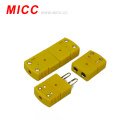 MICC Hollow pin masculino e feminino cor amarela tipo omega K conector termopar